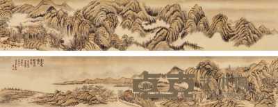 姜筠 甲辰（1904年）作 山水 手卷 305×28cm